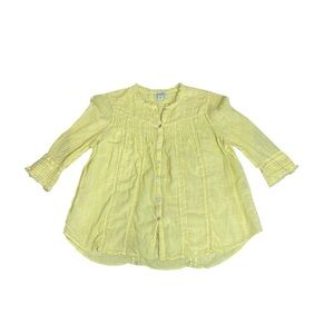 Sundance Buttery Yellow Embroidered Sheer Top Blouse Cottagecore Romantic Small